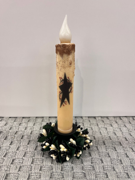 7" TIMER TAPER BLACK STAR WITH BERRY VINE