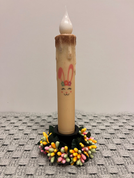 7" TIMER TAPER CANDLE MISS BUNNY FACE FLORAL