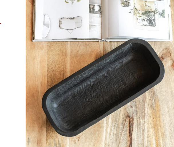 14.75" BLK WOOD DOUGH BOWL