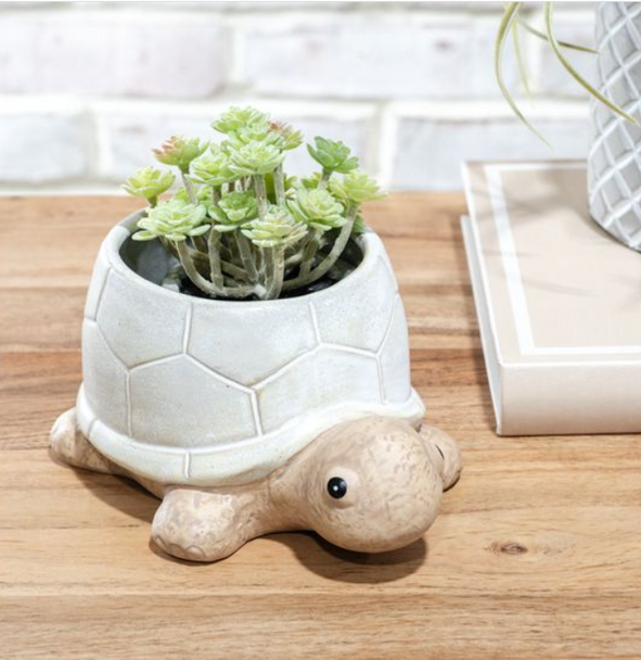 7" BEIGE TURTLE PLANTER
