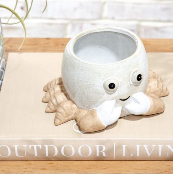 8" BEIGE CRAB PLANTER