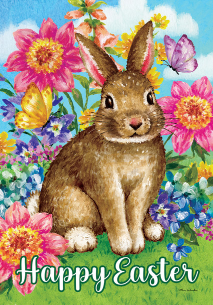 BROWN BUNNY GARDEN FLAG