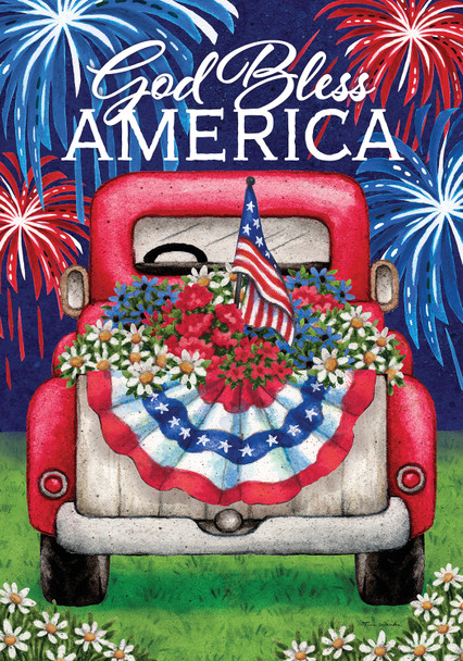 PATRIOTIC TRUCK GARDEN FLAG