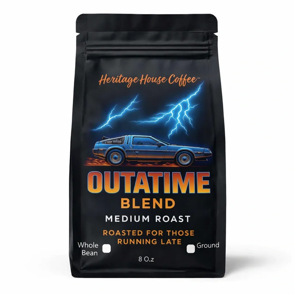 Our OUTATIME Medium Roast Special Blend is a smooth, medium-to-full bodied roast with layers of delicious boldness. Its low acidity and balanced structure create a velvety, rounded cup that finishes clean with a warm, lingering depth. Crafted to be your everyday favorite, it's bold enough to stand out yet smooth to sip all day.