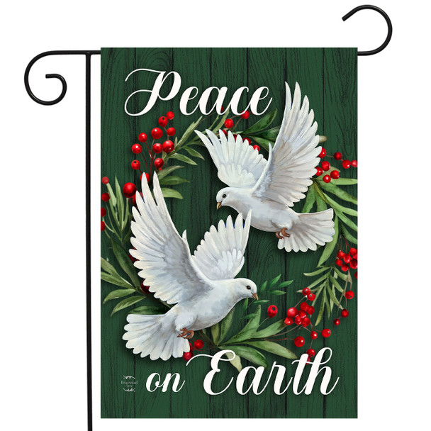 PEACE ON EARTH WREATH GARDEN FLAG