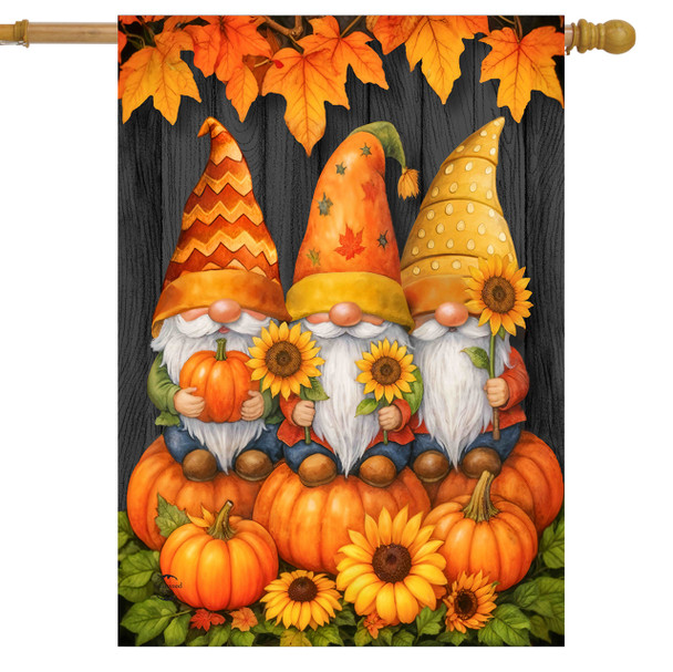 HAPPY HARVEST GNOMES HOUSE FLAG