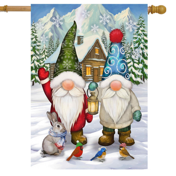 WINTER WELCOME GNOMES HOUSE FLAG