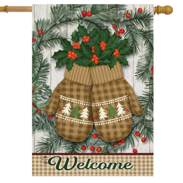 WARM WINTER MITTENS HOUSE FLAG