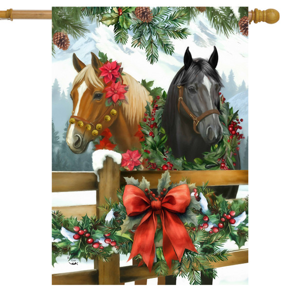 HOLIDAY HORSES HOUSE FLAG
