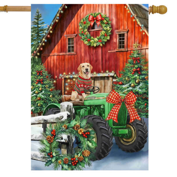 CHRISTMAS BARN HOUSE FLAG