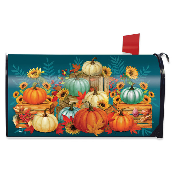 AUTUMN PUMPKIN CRATES MAILBOX COVER