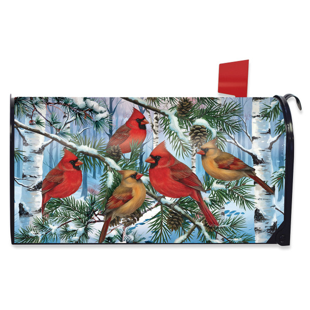 WOODLAND WINTER CARDINALS MAILBOX COVER