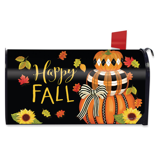 HAPPY FALL PUMPKIN STACK MAILBOX COVER