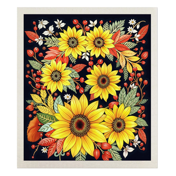 AUTUMN SUNFLOWERS WELCOME SWEDISH DISHCLOTH