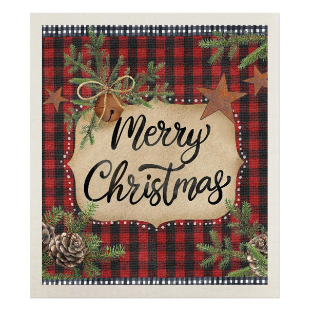 FARMHOUSE MERRY CHRISTMAS SWEDISH DISHCLOTH