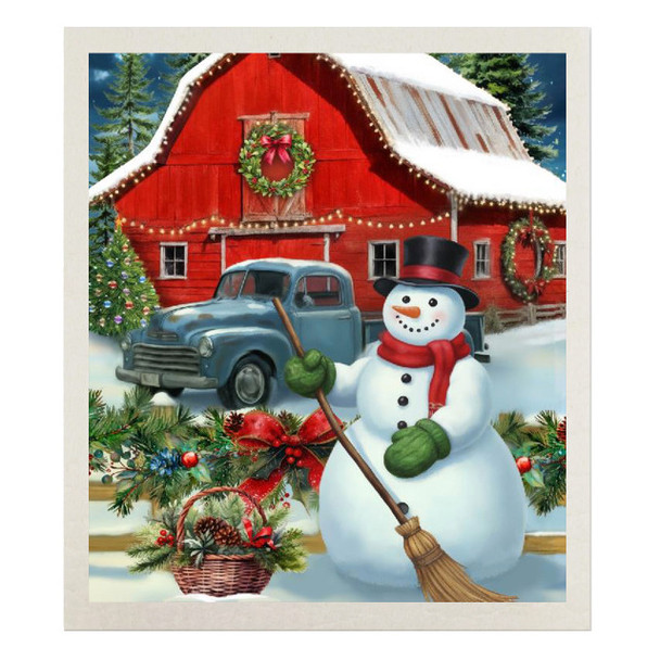 FESTIVE HOLIDAY BARN SWEDISH DISHCLOTH