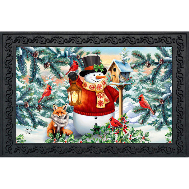 WINTER LANTERN SNOWMAN DOORMAT