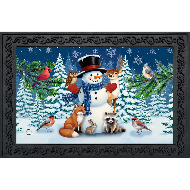 SNOWMAN WINTER CRITTERS DOORMAT