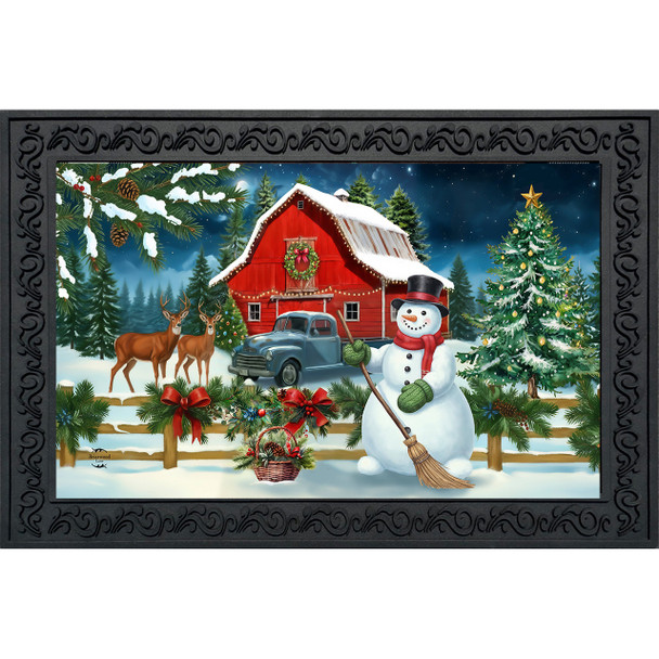 FESTIVE HOLIDAY BARN DOORMAT