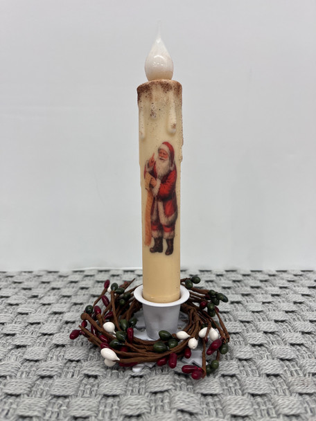 7" SANTA W/ LIST TIMER TAPER CANDLE (152431-768)
