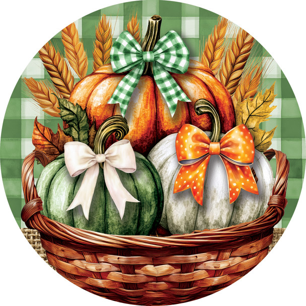 PUMPKIN BOWS BASKET ACCENT MAGNET
