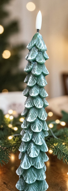  Christmas Tree Taper with Flame  10"