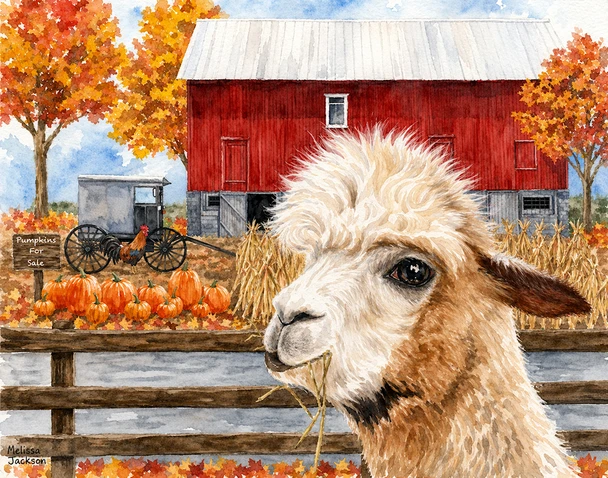 LLAMA IN THE FALL SHELFIE