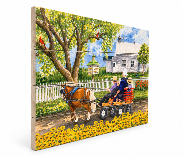Black Eye Susans and Amish 9x12-3d