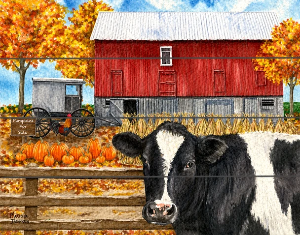 COW IN FALL 9X12