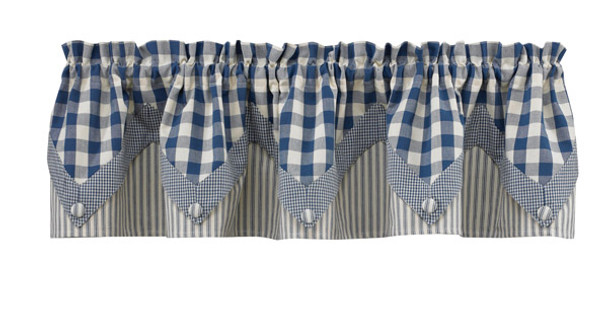 York Blue Lined Point Valance