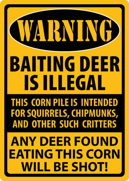 Warning Baiting Deer Tin Sign