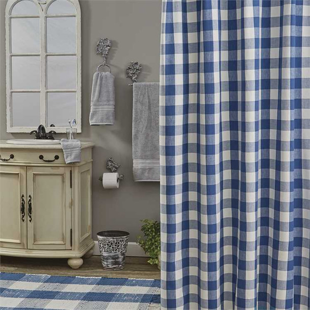 Wicklow Check Shower Curtain - China Blue - 72 X 72