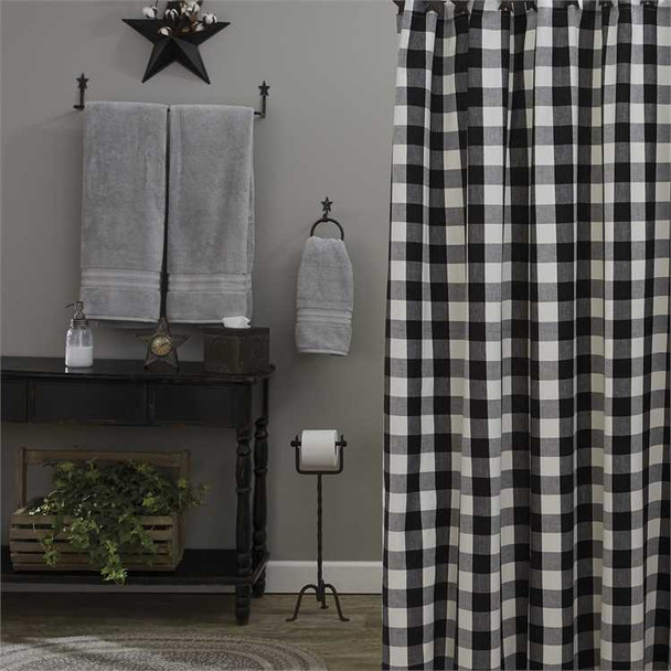 Wicklow Shower Curtain - Black & Cream - Size - 72 X 72