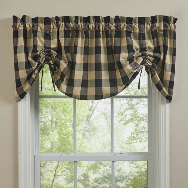 Wicklow Black Lined Farmhouse Valance