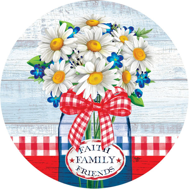 RED GINGHAM DAISY ACCENT MAGNET