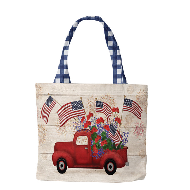 STARS AND STRIPES TRUCK CANVAS TOTE BAG