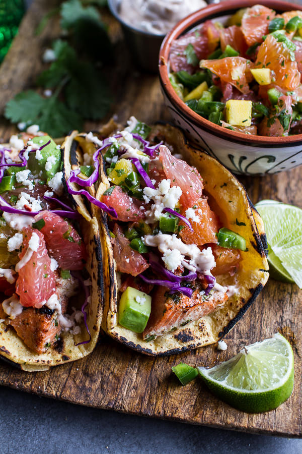 Cuban Fish Tacos With Citrus Mango Slaw Chipotle Lime Crema Free Recipe Below