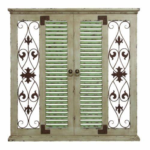 Distressed Rustic Vintage Window w/ Shutters Wood Metal Wall Decor