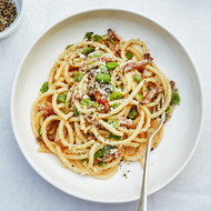 Gourmet Fresh Handmade Bucatini Alla Gricia Pasta Meal Kit, Non-GMO 