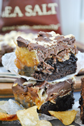 ​Chocolate Caramel Covered Potato Chip Brownies Recipe