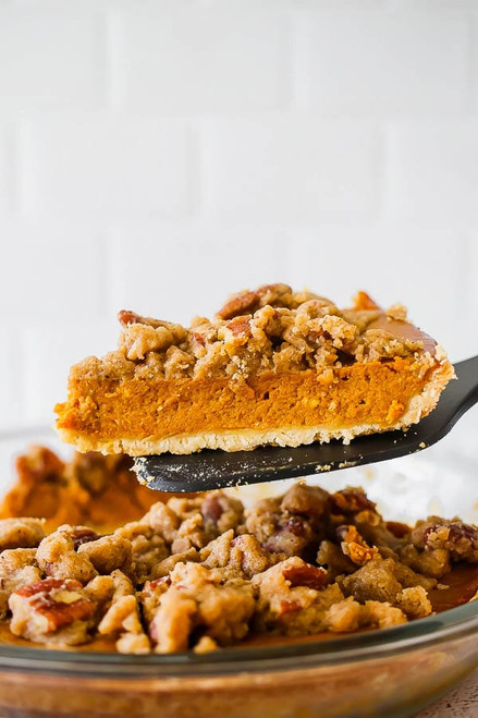 Bourbon Pumpkin Pie with a Salted Brown Butter Pecan Streusel
