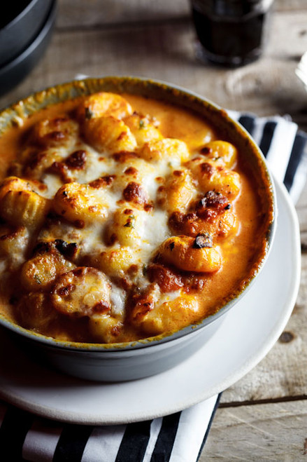 Baked Gnocchi w/ Bacon,Tomato & Mozzarella (Free Recipe below)