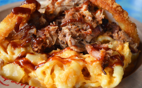 Phil Jackson's Mac & Cheese - topped w/ Pulled Pork