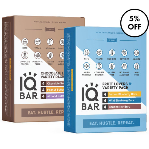 IQBAR Chocolate and Fruit Lovers Bundle - 24 Bars - Keto, GF, Non-GMO
