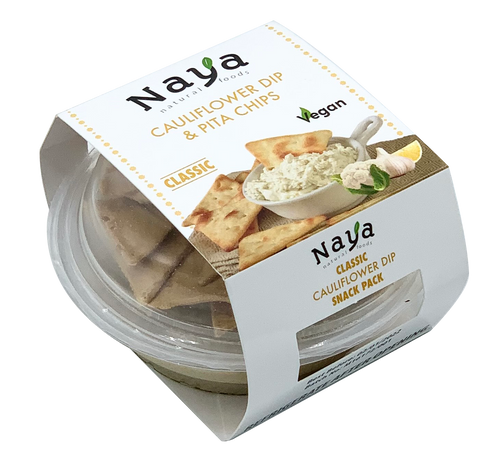 Cauliflower Dip with Pita Chips Hummus Snack Pack - Lemon Garlic