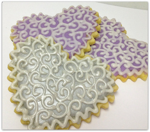 Shabby Chic Valentine / Wedding Sugar Cookies - One Dozen