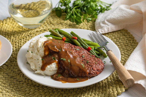 Hungry Planet 11.57 oz. Plant Based Vegan Beef Salisbury Steak Meal - 12/Case