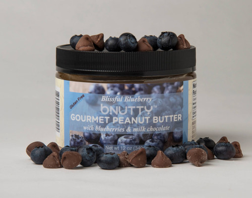 bNutty Blissful Blueberry Gourmet Peanut Butter - Gluten Free - Natural Peanut Butter - 12oz Jars - 3 Pack