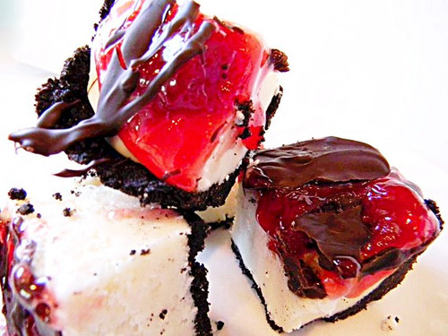 Chocolate Covered Cherry Cheesecake w/ Oreo Cookie Crust - One Dozen (over 1 pound)