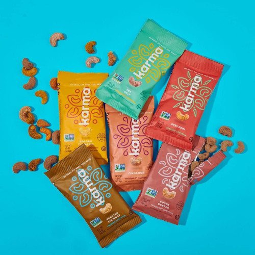 Karma Nuts Variety Pack Cashews - 1.5 oz - Whole, Roasted, Vegan, Non GMO, Gluten Free